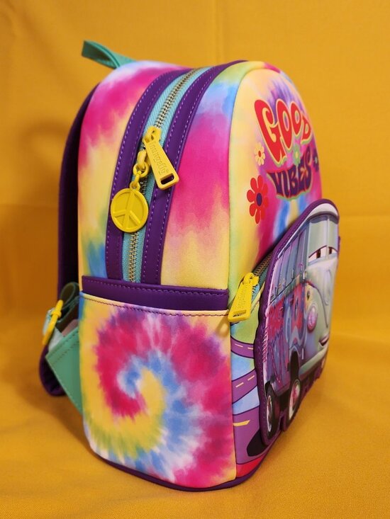 Loungefly Disney Pixar Cars Fillmore Tie-Dye Good Vibes Hippie Min Backpack NEW main image 12